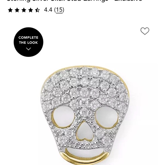 Aqua Gold over Sterling Silver Cubic Zirconia Skull Stud Earrings NWT MSRP $108 - Picture 3 of 5